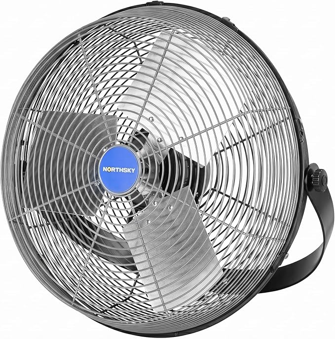 NORTHSKY 18" Industrial Wall Fan, 3 Speeds, 4900 CFM High Velocity Wall Mount Fan, 1/8 HP, 360° Head Hit, Ideal for Greenhouse, Workshop, Garage, Commercial Use, UL Listed