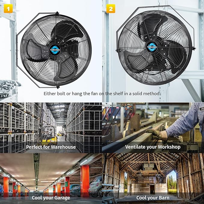 Tornado 24" High Velocity Metal Wall Mount Fan – IPX4 Water-Resistant & Outdoor Rated, 3-Speed, 7700 CFM, UL Safety Listed, Ideal for Commercial, Industrial, Residential, and Greenhouse Environments