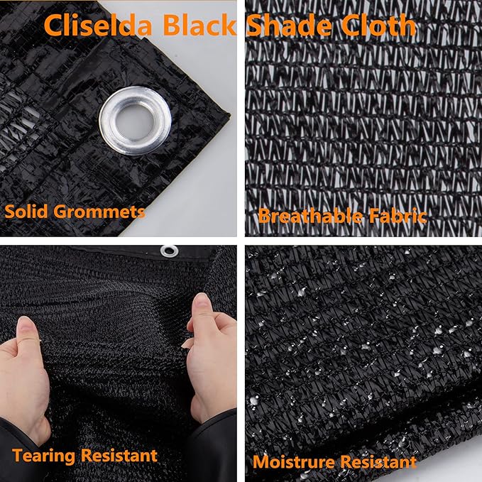 Cliselda 70%-80% Black Shade Cloth for Patio, 6 x 20ft UV Resistant Sun Shade Mesh Net with Grommets, Mesh Tarp Plant Shade Cover for Plants Garden Greenhouse Backyard Outdoor