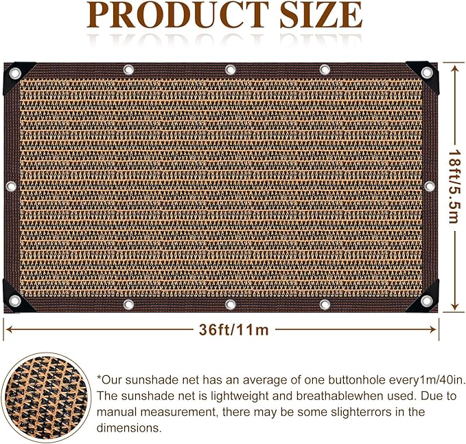 80% Sunblock Shade Cloth Net Resistant -18x36Ft Garden Shade Mesh for Plant Cover, Greenhouse, Chicken Coop, Kennels, Tomatoes Plants