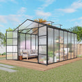 104in High 10x14FT Greenhouse for Outdoors, Polycarbonate Greenhouses with Stronger Wind Protection and Roof Vent, Walk-in Large Aluminum Winter-Proof Sunroom, Black