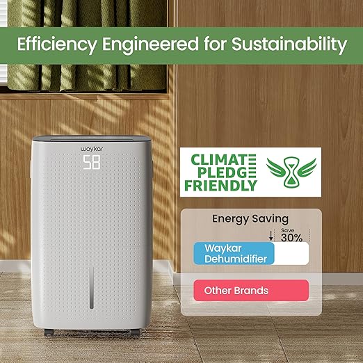 Waykar 150 Pints Energy Star Dehumidifier for Spaces up to 7,000 Sq. Ft at Home, in Basements and Large Rooms with Drain Hose and 2.11 Gallons Water Tank