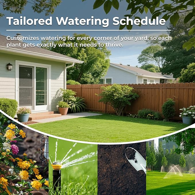 Smart Sprinkler Controller, 6 Zones Wi-Fi Irrigation System, Hyper-Local Weather Intelligence, Automatic Rain Skip, Compatible with Alexa