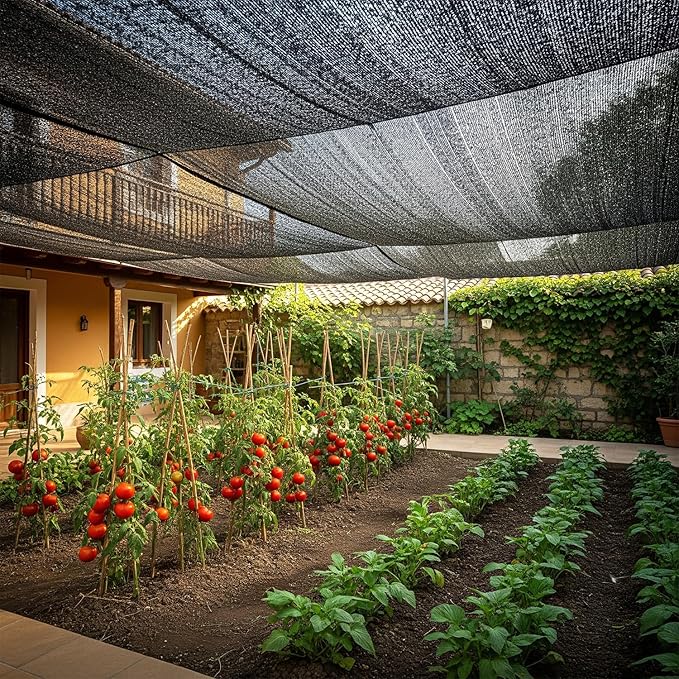 SUNNY GUARD 35-45% Sun Shade Cloth, 6 x 12 FT Black HDPE Mesh – Breathable Garden Shade Cover for Plants, Vegetables, Greenhouse, Patio, Chicken Coop & Dog Kennel