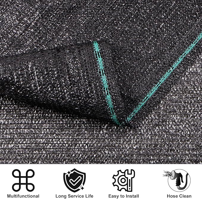 Amagenix 70% Eyelets Shade Cloth Roll 5'10" x 100 FT Cuttable Sun Shade Mesh Tarp UV Resistant Screen Cover for Garden, Patio, Greenhouse, Canopy, Kennel, Plant, Black