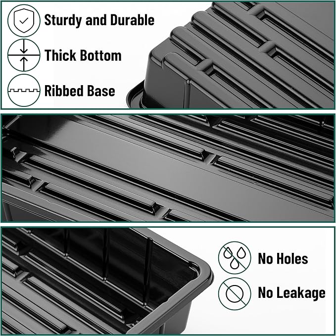Mr. Pen- Seed Starter Trays, 5 Pack, 17"x10"x2.4", Durable Plastic Growing Trays, Stackable and Reusable Seedling Starter Kits for Indoor, Outdoor, Greenhouse Gardening, Planting, Hydroponic Systems