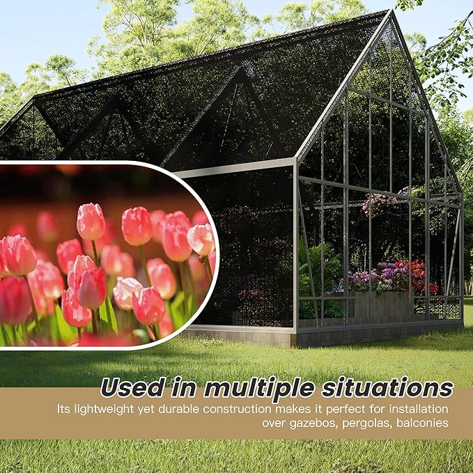 DIFY 3×8 FT, 70% Shade Fabric Sun Shade Cloth with Grommets, Black Outdoor Mesh Trap for Garden Plants Cover, Greenhouse, Chicken Coop, Black Patio Netting