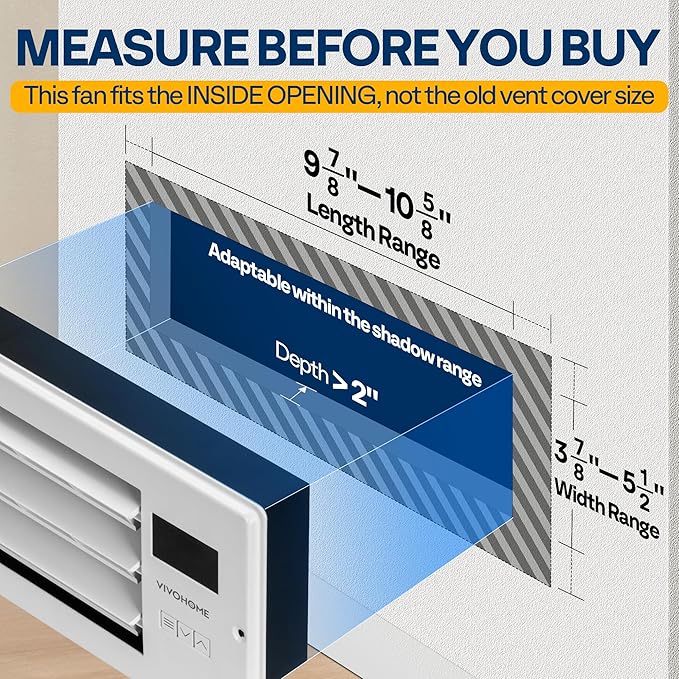 VIVOHOME Register Booster Fan - 4'' x 10'' Opening with Adjustable Louver - Smart Thermostat & 10-Speed WIFI App Control - AC Vent Fan for Floor, Ceiling, Wall - Quiet Operation (White)
