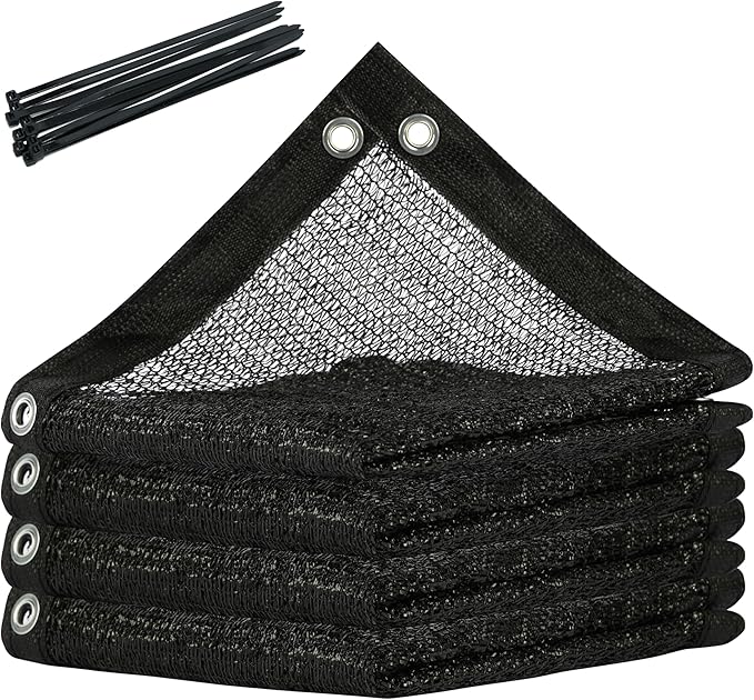 ShadeMart 30% Shade Cloth for Plant, Black 12FT x 16FT Outdoor Shade Tarp, Shade Cover with Upgrade Grommets and Zip Ties, Netting Sunblock Net for Vegetables Flower Garden Greenhouse, We Custom Size