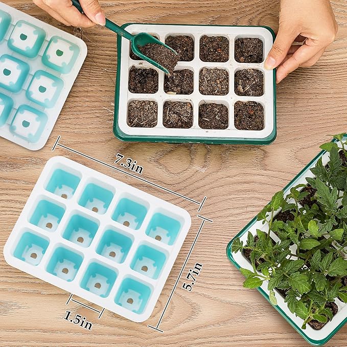 Hanaoyo 5 PCS Reusable Seed Starter Tray, 60 Cells Seed Starter Kit with Flexible Pop-Out Cells, Seedling Starter Trays for Seed Starter, Indoor Greenhouse Seeding Planting Growing