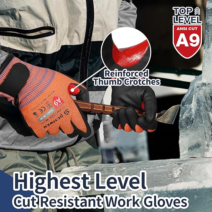 Schwer FreezeGuard-X Winter Work Gloves for Men and Women, ANSI A9 Cut Resistant Gloves for Extreme Protection, Freezer Glove With Super Grip, Touchscreen, Thermal Insulated, PM3326-W (XXS,1 Pair)