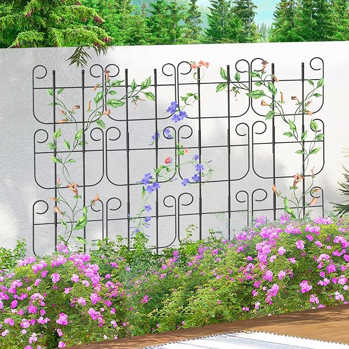 Garden Trellis for Climbing Plant, Adjustable Height Tower Potted Cages for Flowers Fruits Vegetable Vines Indoor & Outdoor, Rustproof Metal Pothos Plant Climbing Support