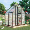 6 x 4 FT Greenhouse for Outdoors, Polycarbonate Greenhouse with Quick Setup Structure and Roof Vent, Aluminum Large Walk-in Green House for Outside Garden Backyard, Charcoal Black