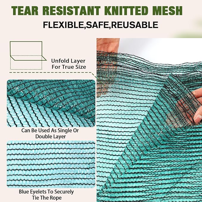 40% 6ft x 200ft Bulk Eyelets Shade Cloth Roll UV Resistant Sunblock Shade Net Windscreen Cover Fabric Roll for Garden Greenhouse Flower Plant Patio Kennel Canopy(Green)