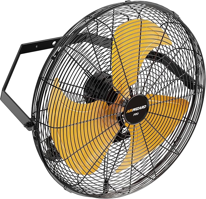 Pro Serie 20 Inch Industrial Wall Mount Fan, 5850 CFM High Velocity Metal Wall Fan, 3 Speed, Adjustable Tilt, Commercial Use for Garage, Gym, Patio, Workshop, Basement, Greenhouse, UL Listed