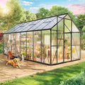 Wanan 8x16FT Greenhouses for Outdoors, Quick Assembly Green House with UV Protection, Heavy Duty Windproof Aluminum Frame, Adjustable Roof Vent for Backyard or Outdoor Garden Use