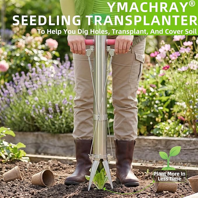 Bulb Planter, Planting Bulbs Manual Seedling Transplanter Weeder Sod Plugger Flower Planting Soil Sampler Long Handled Bulb Planter Plant Bulb Seeds (2 Handle-A)