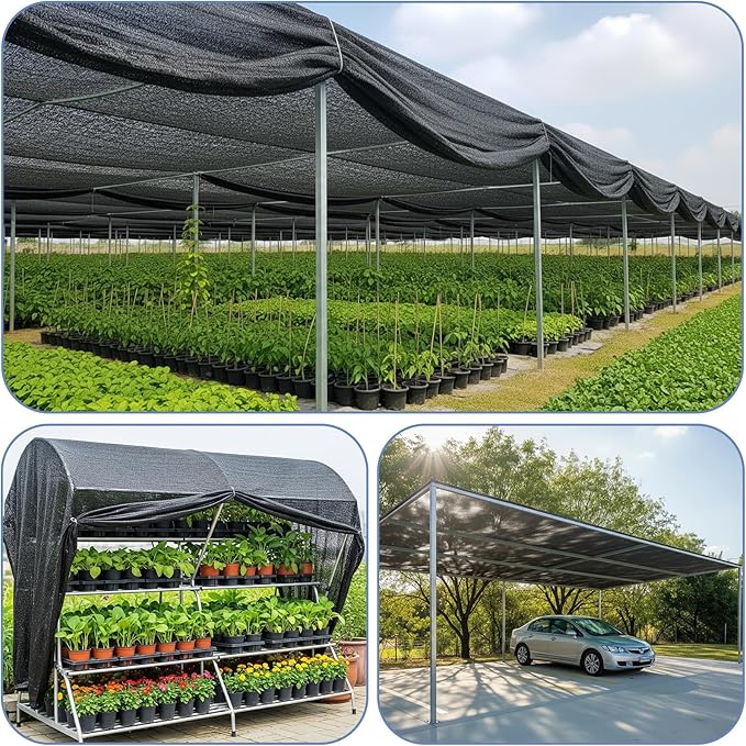 LOVE STORY 10x12FT 70% Black Shade Cloth Sun Shade Net UV Resistant Mesh Tarp Plant Cover Sunblock Net for Garden,Greenhouse,Vegetables,Flowers