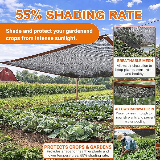 2 Pack 55% Black Shade Cloth for Garden 6.5 x 10 ft Sunshade Cloth Mesh Tarp with Grommets Outdoor Net for Patio Plants Greenhouse Outdoor Chicken Coop Cover