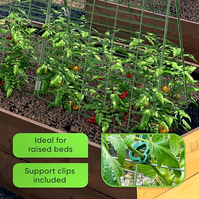 GOLETIO Cucumber Trellis for Raised Bed - 35" x 55" Garden Trellis for Climbing Plants Outdoor - A Frame Trellis for Climbing Vegetables with Plant Support Clips and Gloves