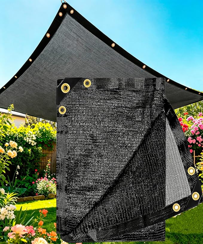 E.share 40%-50% Black Sun Shade Cloth Outdoor - 6Ft X 14Ft Garden Shade Netting with Grommets for Greenhouse, Plant Covers, Patio, Chicken Coop, Barn & Kennel