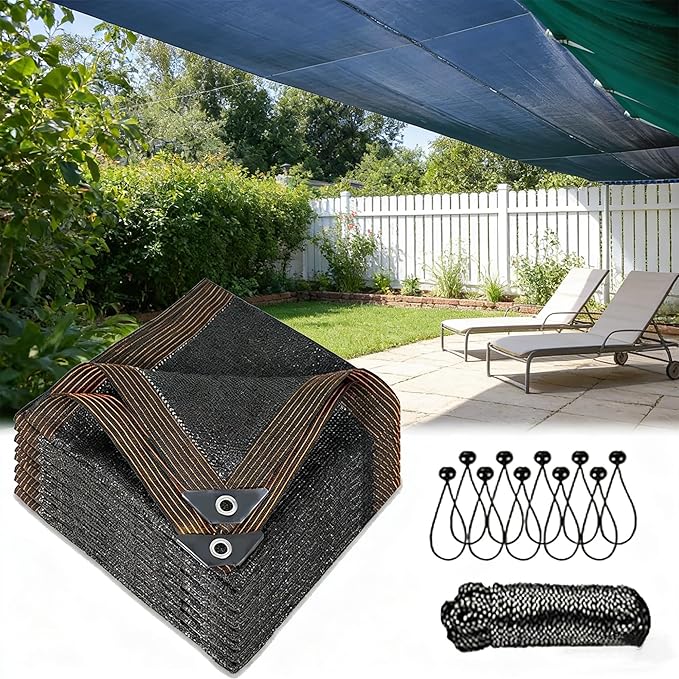 17x27 FT 90% Shade Cloth, Chicken Coop Shade Cover, Sturdy Sunblock Garden Mesh Tarp with Grommets, for Greenhouse, Cover, Patio, Plant, Flower, Chicken, Sun Protection Neting Covers