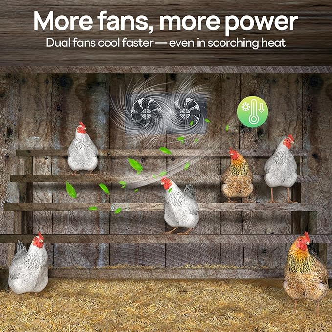 DC HOUSE 20W Solar Fan Powered Exhaust Fan for Chicken Coops, Greenhouses, Sheds, Pet Houses, and Windows - Waterproof and Plug Play Easy Connector Max Applicable Space 880ft3 (25 m3)