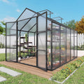 Greenhouse for Outdoors 8x10x7.8FT, Polycarbonate Greenhouse with Stronger Wind Protection and Roof Vent, Walk-in Large Aluminum Sunroom Winter Proof, Black