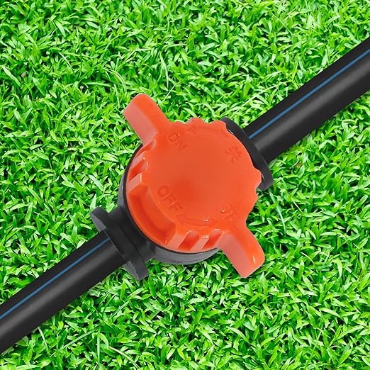 30 Pack 1/4 Inch Drip Irrigation Shut Off Valves - in-Line Barbed Flow Control Valve with Anti-Drop Design for 1/4" Drip Tubing, Garden Irrigation System, Lawn & Greenhouse Watering