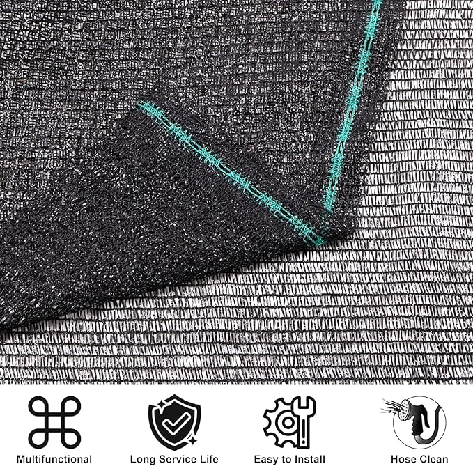 Amagenix 50% Eyelets Shade Cloth Roll 6' x 100 FT Cuttable Sun Shade Mesh Tarp UV Resistant Screen Cover for Garden, Patio, Greenhouse, Canopy, Kennel, Plant, Black