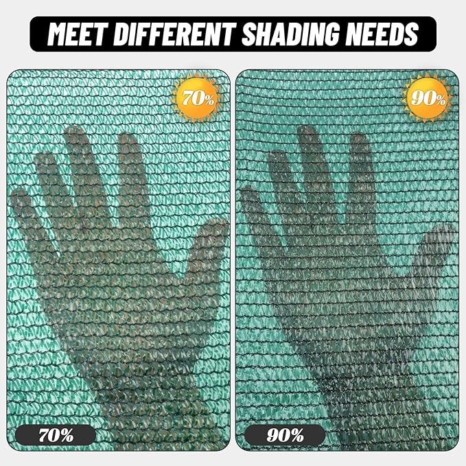 Cool Area 90% Sun Shade Cloth Mesh Tarp with Grommets for Plant Cover 10x20ft Patio Canopy Garden Pergola Greenhouse Car Barn Kennel Dark Green