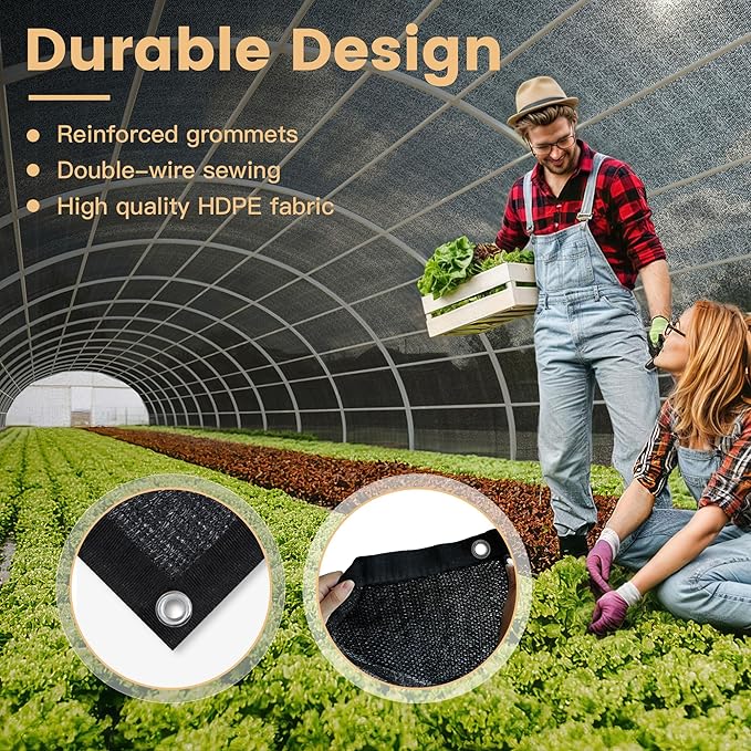 DIFY 6×6 FT, 90% Shade Fabric Sun Shade Cloth with Grommets, Black Outdoor Mesh Trap for Garden Plants Cover, Greenhouse, Chicken Coop, Black Patio Netting