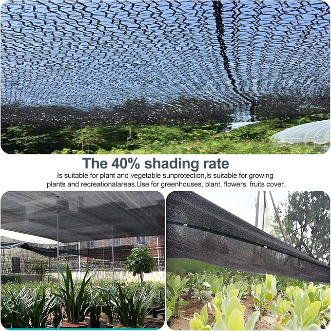Cliselda 30% Black Shade Cloth for Garden, 6 x 50ft UV Resistant Mesh Tarp with Grommets, Durable Sun Shade Netting Sunblock Fabric Plants Cover for Greenhouse, Vegetables and Patio
