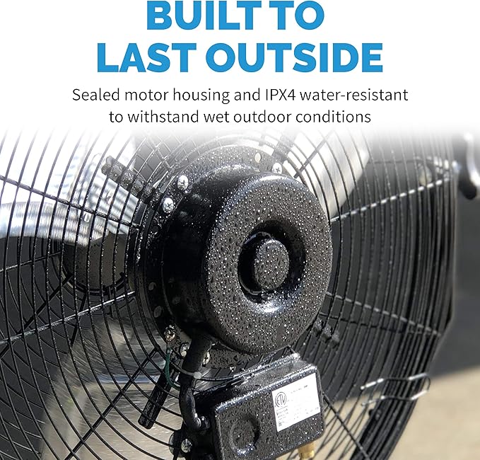 NewAir 20" High Velocity Outdoor Fan, Heavy Duty Waterproof 2-in-1 Floor Stand or Wall Mount Fan, Adjustable Tilt and 3 Speeds up to 4650 CFM | Wall Fan or Garage Fan for Indoor, Patio, Gym or Porch