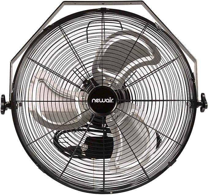 NewAir WindPro18W Wall Mount Fan | High-Velocity Industrial, Shop or Garage Fan | 3 Speed Settings | 3000 CFM | Black