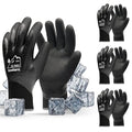 toolant Waterproof Gloves Bulk Pack for Men and Women, 3 Pairs, Freezer Gloves with Grip, Double Nitrile Dipped for Extreme Oil Repellent, for Construction, Mechanics, Mining, Plumbing, Black, Medium