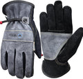 WZQH Leather Work Gloves for Men or Women, Large Glove for Gardening, Tig/Mig Welding, Construction, Chainsaw, Farm, Ranch, etc. Cowhide, Cotton Lined, Utility, Firm Grip, Durable. Grey-Black L