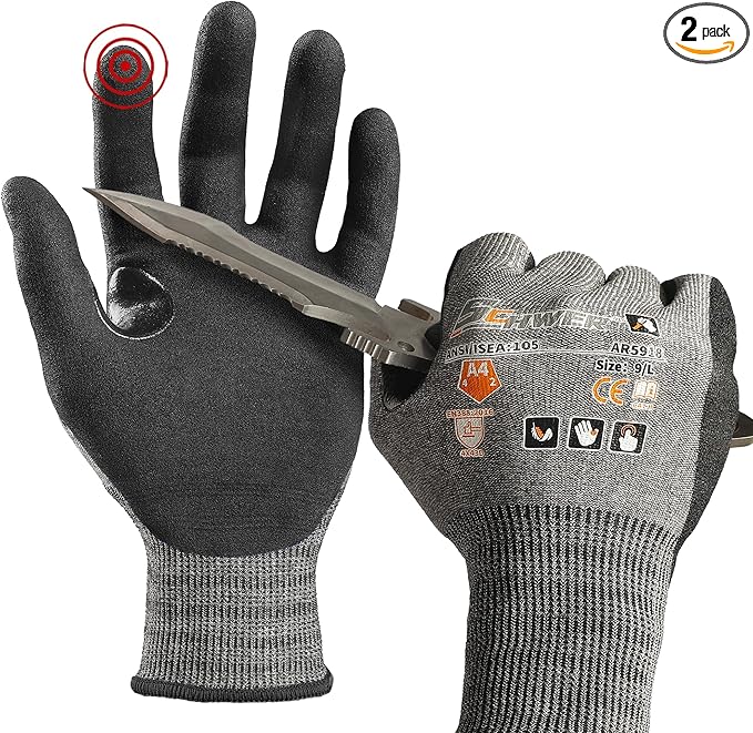 Schwer AIR-SKIN Cut Resistant Work Gloves AR5918 with Extreme Lightweight&Thin, Safety Cutting Gloves for Fishing, Refined Work, Garden, Touch-screen, 3D-Comfort Fit, Breathable, 2 Pair (L)
