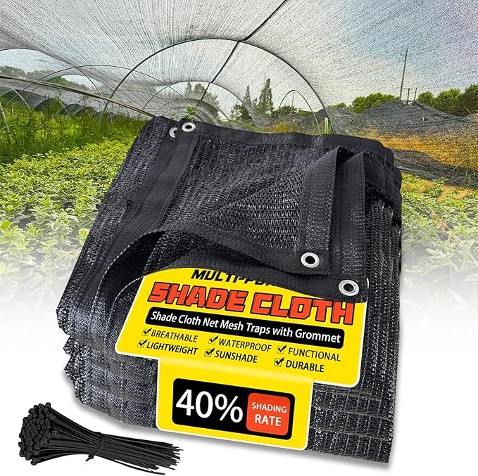 40% Shade Cloth 14x20 FT, Black UV-Resistant Sunblock Mesh Tarp for Garden, Greenhouse, Raised Beds, Vegetables & Flower Shade Cover from Sun