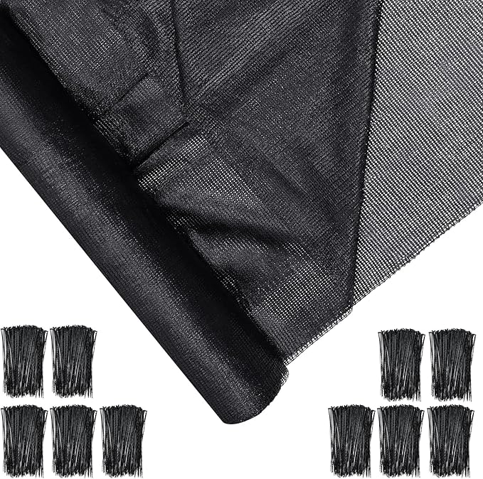 12 x 100 ft Black Shade Cloth Roll for Covering Garden 70% Mesh UV Resistant Net with Ties for Patio Outdoor Greenhouse Fence Flower Plant Cover Canopy