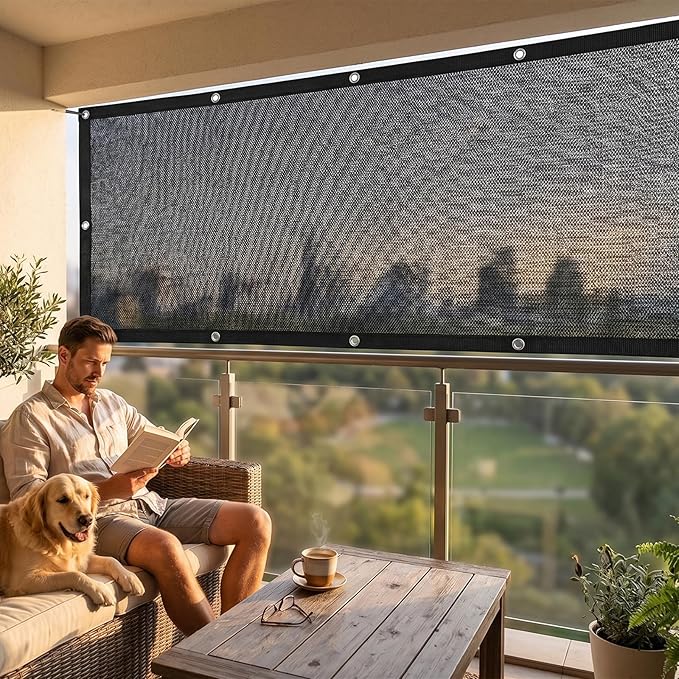 ColourTree 70% Shade Fabric 8FT x 12FT Black Sun Shade Cloth, Privacy Screen with Reinforced Grommets for Outdoor Garden Pergola Patio Porch Carport, Shade for Plant Chicken Coop Kennel Animal Stall