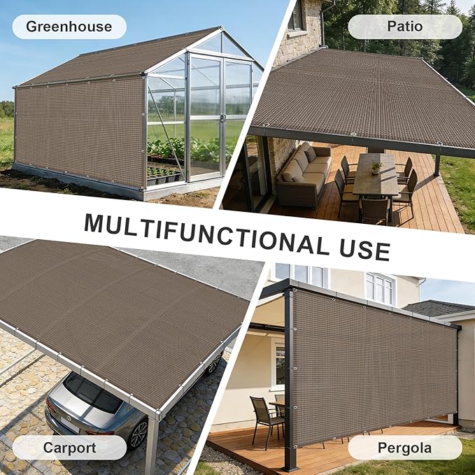 Cool Area Sun Shade Cloth with Grommets 15×24 FT Shade Panel Shade Tarp Screen Fabic for Outdoor Patio Pergola Cover Deck Garden, Brown (Customized)