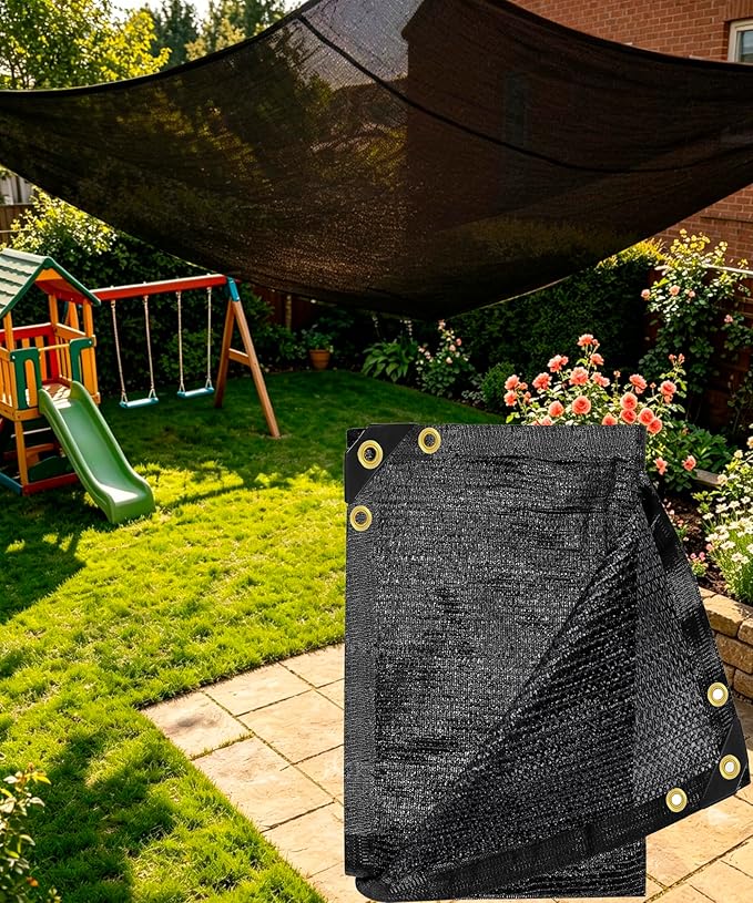 E.share 70% Black Sun Shade Cloth 10FT x 16FT, Outdoor Shade Netting with Grommets, UV Sunblock Fabric for Garden, Greenhouse, Pergola, Patio, Porch & Chicken Coop
