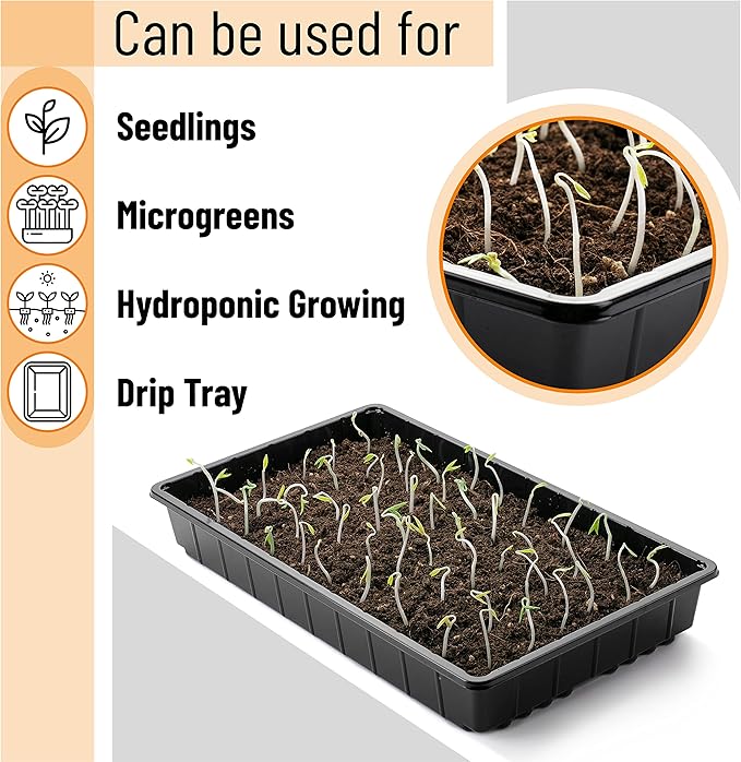 Mr. Pen- Seed Starter Trays, 5 Pack, 17"x10"x2.4", Durable Plastic Growing Trays, Stackable and Reusable Seedling Starter Kits for Indoor, Outdoor, Greenhouse Gardening, Planting, Hydroponic Systems