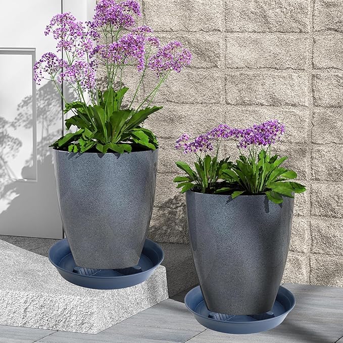 4 Pack Plant Saucer 12 inch, 8 10 14 17 inch, Plant Stand Plastic Plant Saucers for Indoors Outdoor, Heavy Duty Flower Saucers for Potted Plants, Pot Saucers for Plants, Grow Bags Saucers