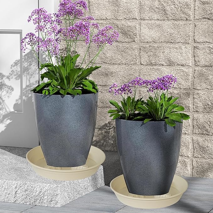 4 Pack Plant Saucer 12 inch, 8 10 14 17 inch, Plant Stand Plastic Plant Saucers for Indoors Outdoor, Heavy Duty Flower Saucers for Potted Plants, Pot Saucers for Plants, Grow Bags Saucers