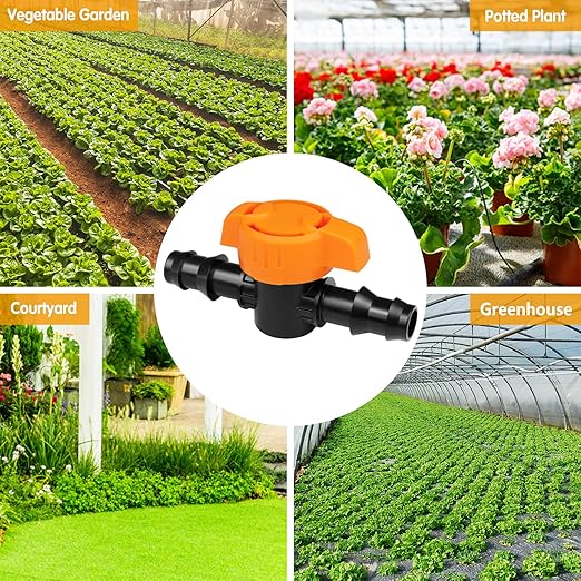 1/2 Inch Drip Irrigation Barbed Valve, 8 Pack 1/2" Drip Barbed Shut Off Valves for 1/2 In. Drip Irrigation Tubing (.570-. 620" ID), 1/2" in-Line Cut Off Switch Valves for Drip Sprinkler System