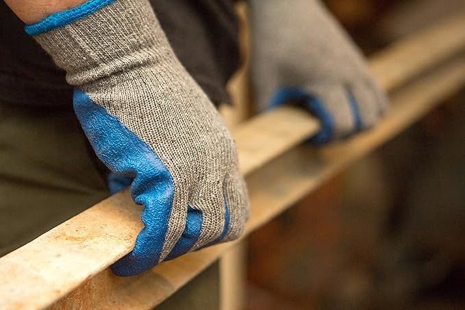 G & F Products Rubber Coated Work Gloves Dozen Pack, Double Layer for Construction, Gardening, Heavy Duty Use