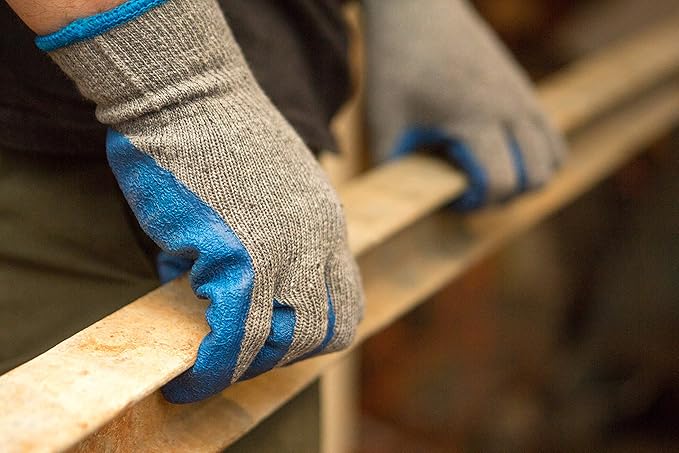G & F Products Rubber Coated Work Gloves Dozen Pack, Double Layer for Construction, Gardening, Heavy Duty Use
