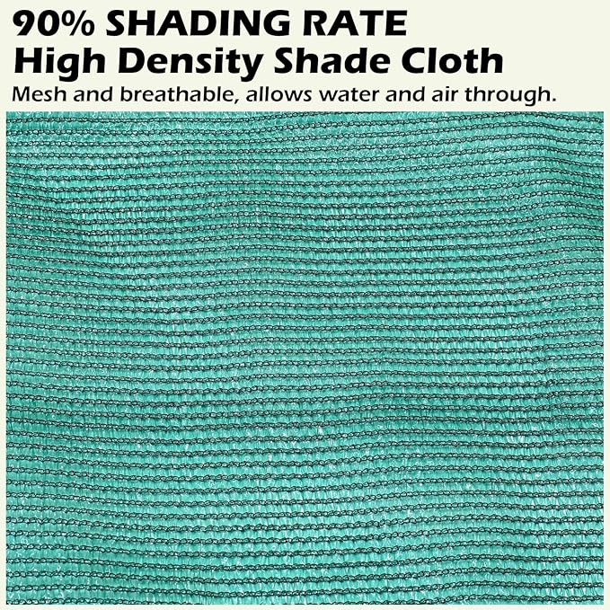 90% Green Shade Cloth 12ft x 20ft Heavy Duty Outdoor Mesh Tarp with Grommets, Sun Shade Canopy for Patio, Garden, Greenhouse, Chicken Coops, Plants Vegetables, Swimming Pool